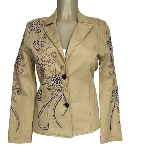 Vanity Petites Blazer Women's Size PP VTG Single Breasted Floral Lapel Notched - Picture 11 of 16